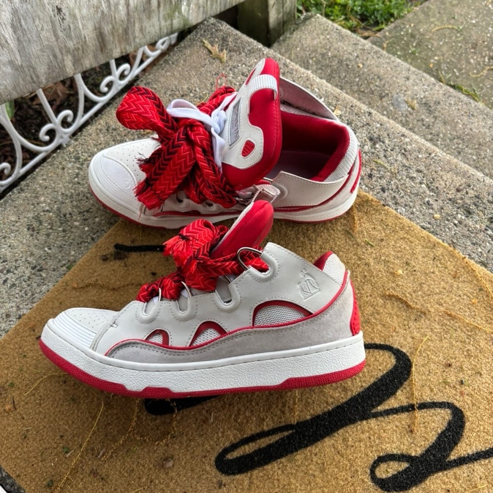 Red and White Sneakers
